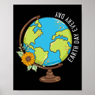 Aarddag elke dag Wereldbol T-shirt Poster