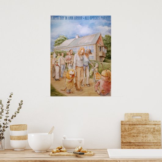 aarddag in een haven (poster) poster (Keuken)