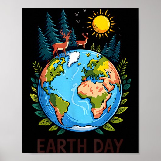 Aarddag planeet natuur groene planeet aarde redden poster (Voorkant)