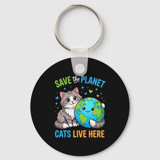 Aarddag vrouwen mannen redden de planeet kat wonen sleutelhanger (Voorkant)