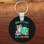 Aarddag vrouwen mannen redden de planeet kat wonen sleutelhanger (Voorkant)