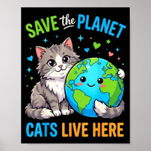 Aarddag vrouwen mannen redden de planeet kat woont poster