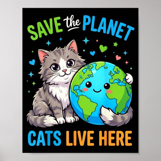 Aarddag vrouwen mannen redden de planeet kat woont poster (Voorkant)