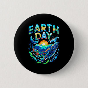 Aarddag walvis oceaan natuurbehoud natuur kunst  ronde button 5,7 cm