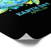 Aarddag waterverf zeeschildpad wereldbol schelp re poster (Hoek)