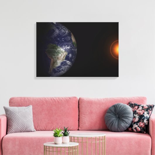 Aarde aan de Equinox. Canvas Afdruk (Insitu (Woonkamer))