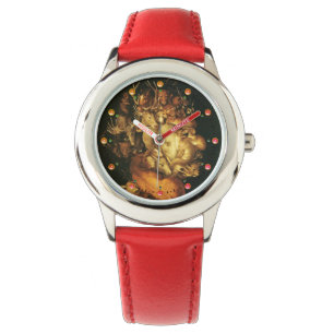 AARDE ALLEGORIE, MAN PORTRET MET WILDE DIEREN HORLOGE