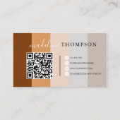 Aarde Beige Grijs Bruin Kalligrafie Script QR code Visitekaartje (Achterkant)