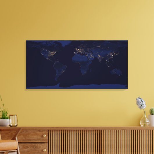 Aarde bij nacht canvas afdruk (Insitu (Woonkamer))