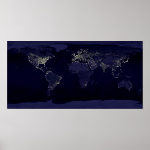 Aarde bij nacht poster