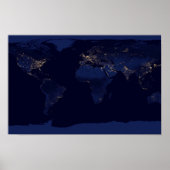 Aarde bij nacht vanuit de ruimte poster (Voorkant)