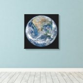 Aarde blauw marmer Verpakt Canvas (Insitu (Houten vloer))