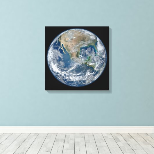 Aarde blauw marmer Verpakt Canvas (Insitu (Houten vloer))