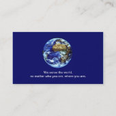 Aarde, blauw, wereldwijd visitekaartje. visitekaartje (Achterkant)