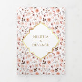 Aarde Bloemen Alles in een Gouden Indische bruilof Drieluik Uitnodiging (Cover)