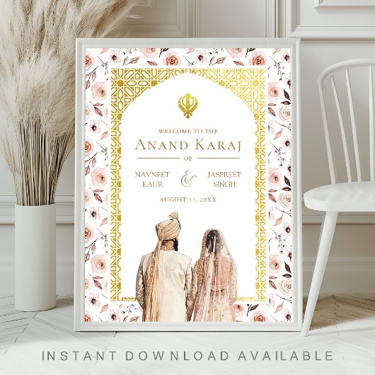 Aarde Bloemen Anand Karaj Bruiloft Welkomstbord Poster