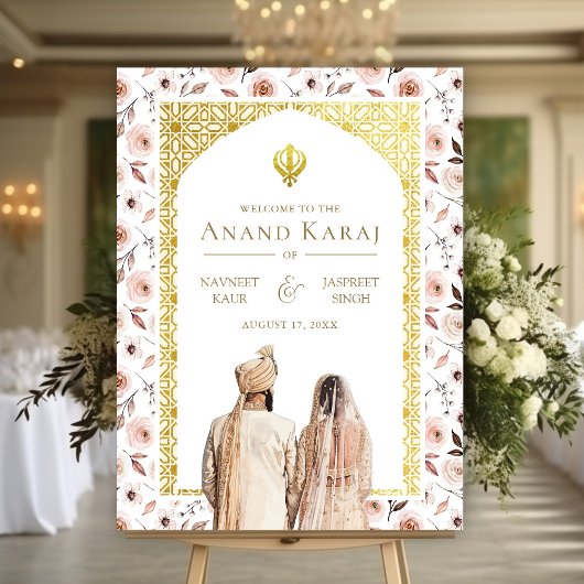 Aarde Bloemen Anand Karaj Bruiloft Welkomstbord Poster
