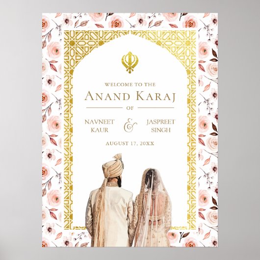 Aarde Bloemen Anand Karaj Bruiloft Welkomstbord Poster (Voorkant)