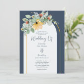 Aarde Bloemenboog Marine Niet Foto QR Code Bruilof Kaart (Staand voorkant)