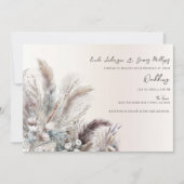 Aarde Bohemian Bloemen Veren Bruiloft Kaart (Voorkant)