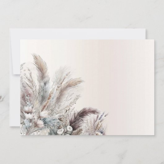 Aarde Bohemian Bloemen Veren Bruiloft Kaart (Achterkant)