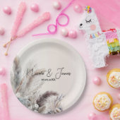 Aarde Bohemian Bloemen Veren Bruiloft Papieren Bordje (Feest)