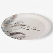 Aarde Bohemian Bloemen Veren Bruiloft Papieren Bordje (Gekanteld)