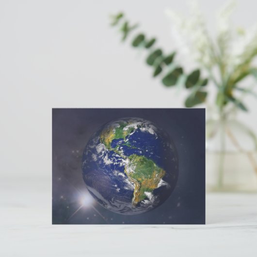 Aarde boven de zon in de ruimte briefkaart (Staand voorkant)