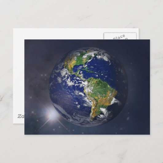 Aarde boven de zon in de ruimte briefkaart (Voorkant / Achterkant)