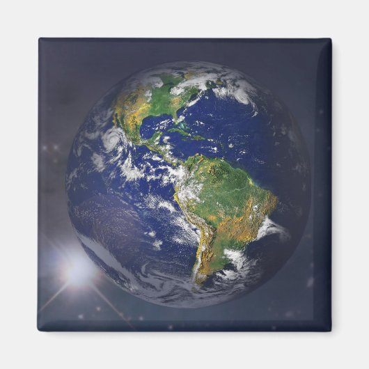 Aarde boven de zon in de ruimte magneet (Voorkant)