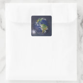 Aarde boven de zon in de ruimte vierkante sticker (Tas)