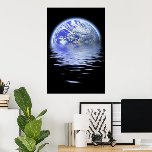 Aarde boven waterrimpels poster (Thuiskantoor)
