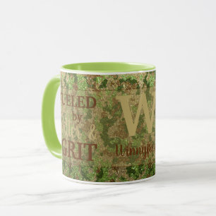 Aarde Bruin Groen Camouflage Glitter Camo Naam Mok