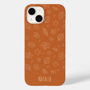 Aarde bruin vallen bladeren patroon Case-Mate iPhone 14 hoesje
