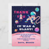 Aarde buitenruimte Roze astronaut Galaxy Bedankkaart (Voorkant)