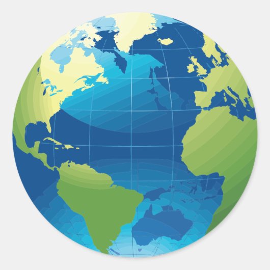 Aarde continent wereldbol stickers (Voorkant)