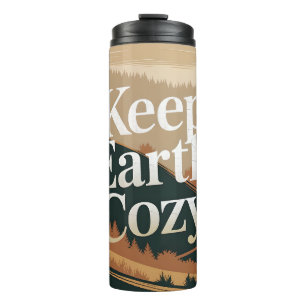 Aarde Cozy Retro Natuur Avontuur Eco Kunst Thermosbeker