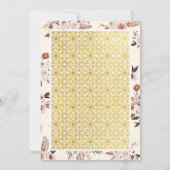 Aarde Cream Bloemen Goud Patroon Moslim Bruiloft Kaart (Achterkant)
