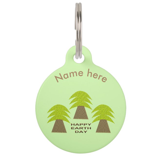 Aarde-dag bomen gepersonaliseerd huisdierpenning (Voorkant)