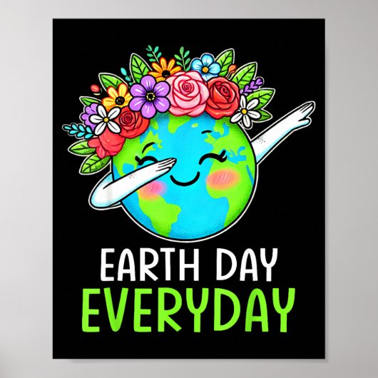 Aarde Dag Elke Dag Dabbing Aarde Bloem Schattig Aa Poster (Voorkant)
