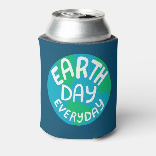 AARDE DAG ELKE DAG, met bedrukte planeet Blikjeskoeler (Blikje Achterkant)