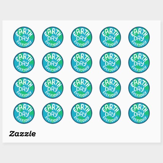 AARDE DAG ELKE DAG, met bedrukte planeet Ronde Sticker (Vel)