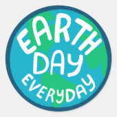 AARDE DAG ELKE DAG, met bedrukte planeet Ronde Sticker (Voorkant)