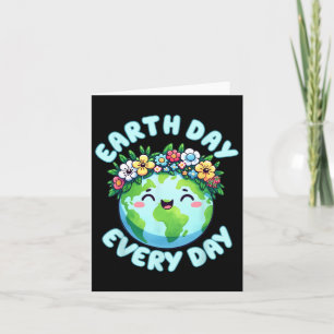 Aarde Dag Elke Dag Schattige Aarde met Bloemen Kro Kaart