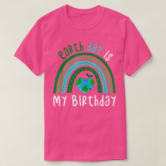 Aarde Dag is mijn geboortedag Boho regenboogontwer T-shirt (Design voorkant)