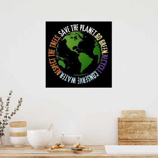 Aarde dag Red de planeet Go Green Poster (Keuken)