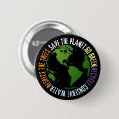 Aarde dag Red de planeet Go Green Ronde Button 5,7 Cm (Voorkant /achterkant)