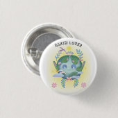 Aarde dag schattige planeet ronde button 3,2 cm (Voorkant /achterkant)