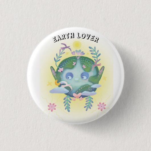 Aarde dag schattige planeet ronde button 3,2 cm (Voorkant)
