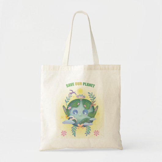Aarde dag schattige planeet tote bag (Voorkant)